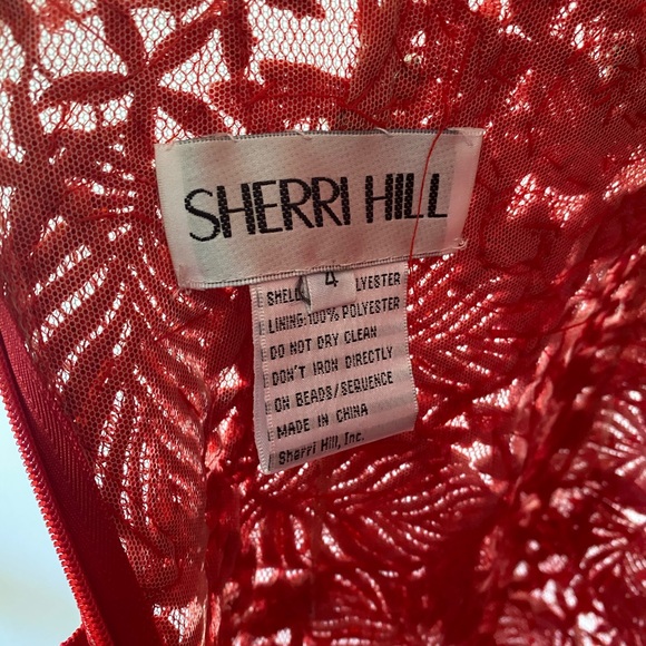 Sherri Hill 11127 Red Lace Dress - Picture 7 of 9